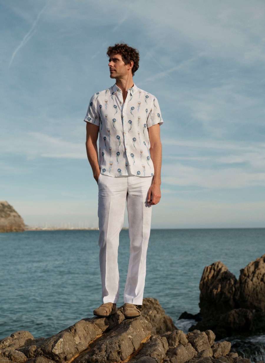 Pants And Bermudas | Abito Basic Slim Fit White Pants