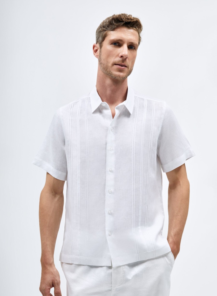 Camisas Basicas | Abito Boris White Short Sleeve Shirt