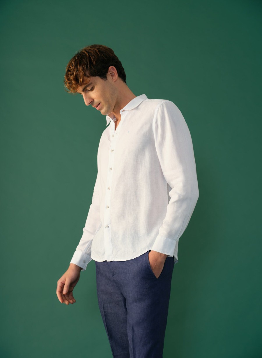 Camisas Basicas | Abito Balem Long Sleeve Shirt-White