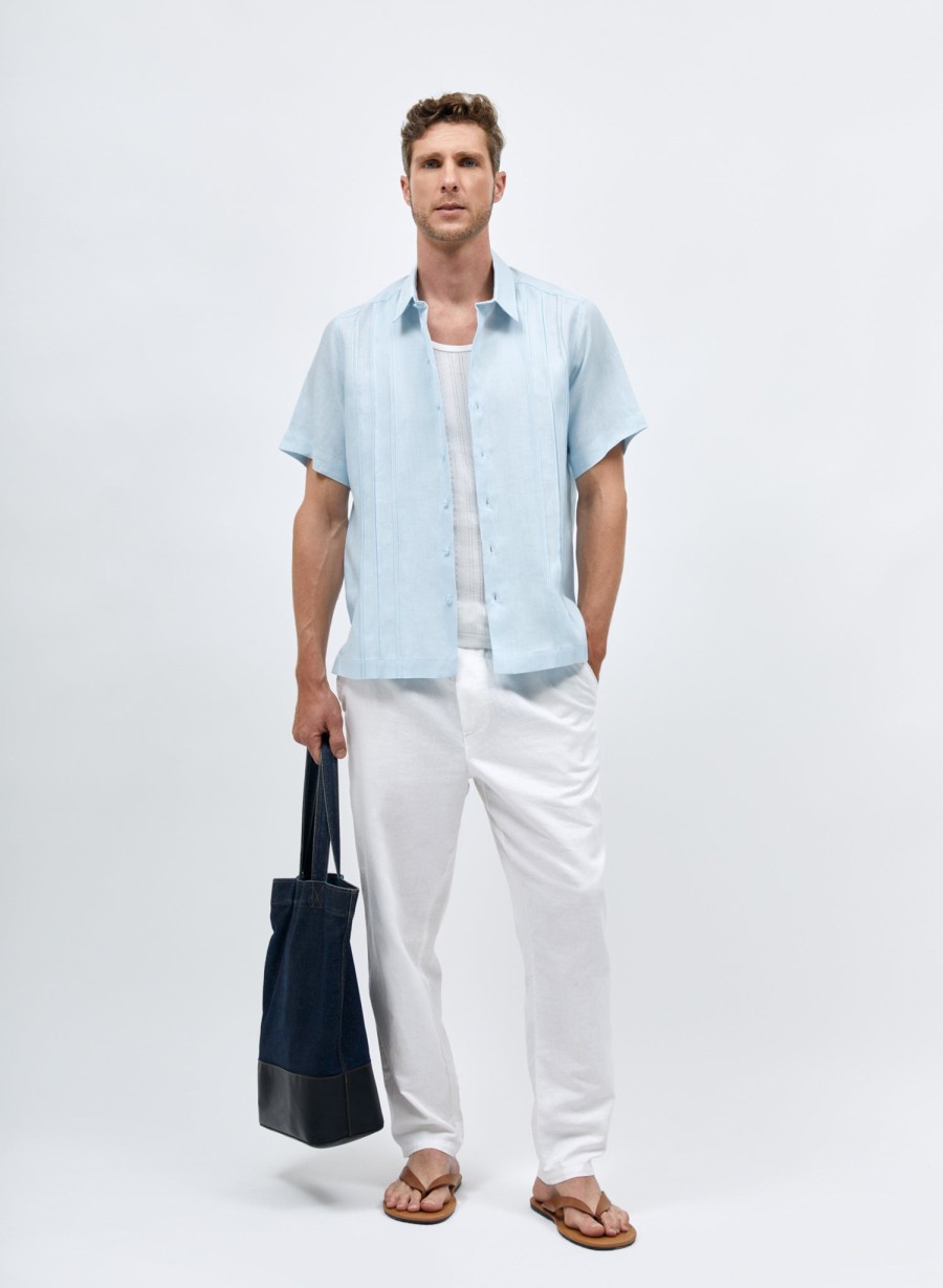 Camisas Basicas | Abito Boris Blue Short Sleeve Shirt