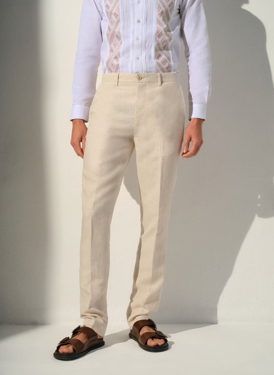 Pants And Bermudas | Abito Basic Straight Beige Pants